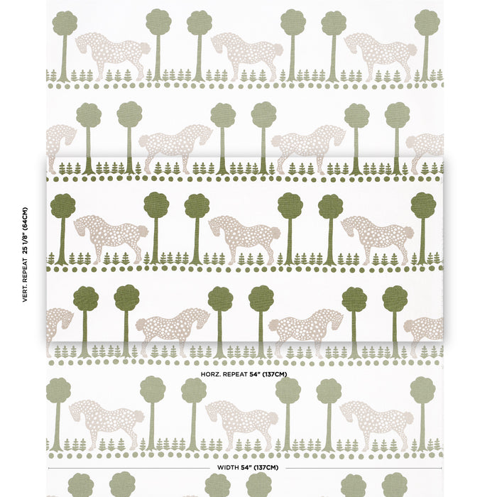 Schumacher Polka Dot Pony Olive Fabric 180900