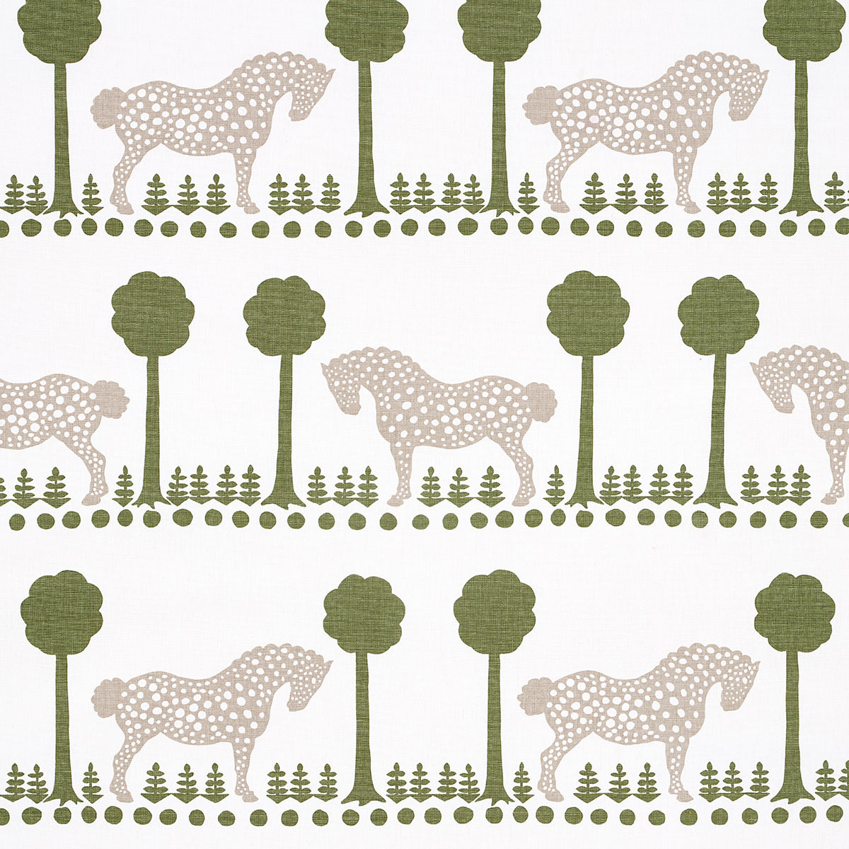 Schumacher Polka Dot Pony Olive Fabric 180900