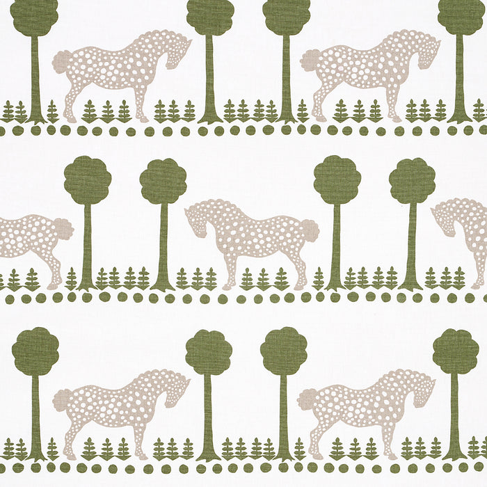 Schumacher Polka Dot Pony Olive Fabric Sample 180900