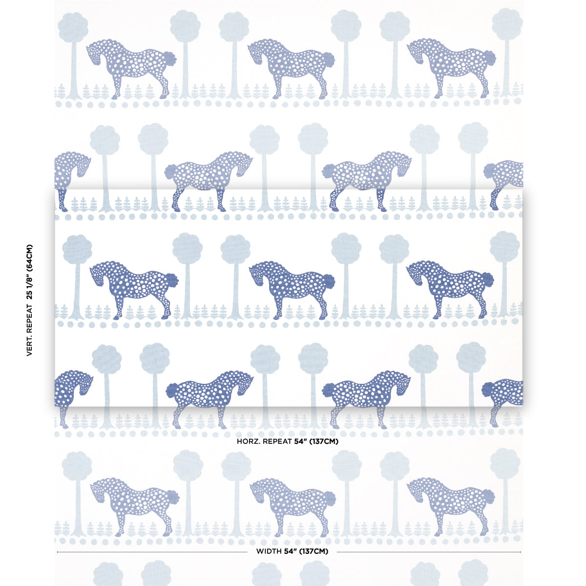 Schumacher Polka Dot Pony Blue Fabric 180901