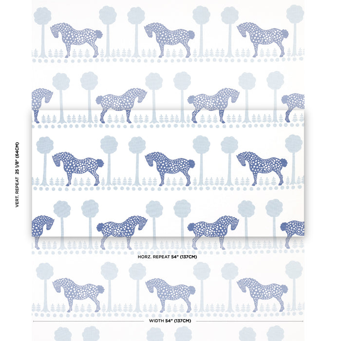 Schumacher Polka Dot Pony Blue Fabric Sample 180901