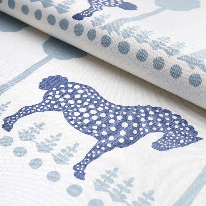 Schumacher Polka Dot Pony Blue Fabric 180901