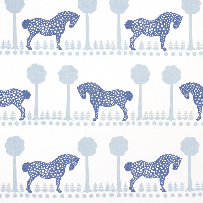 Schumacher Polka Dot Pony Blue Fabric Sample 180901