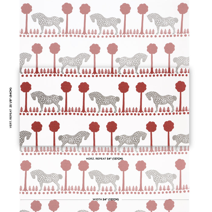 Schumacher Polka Dot Pony Red Fabric Sample 180903