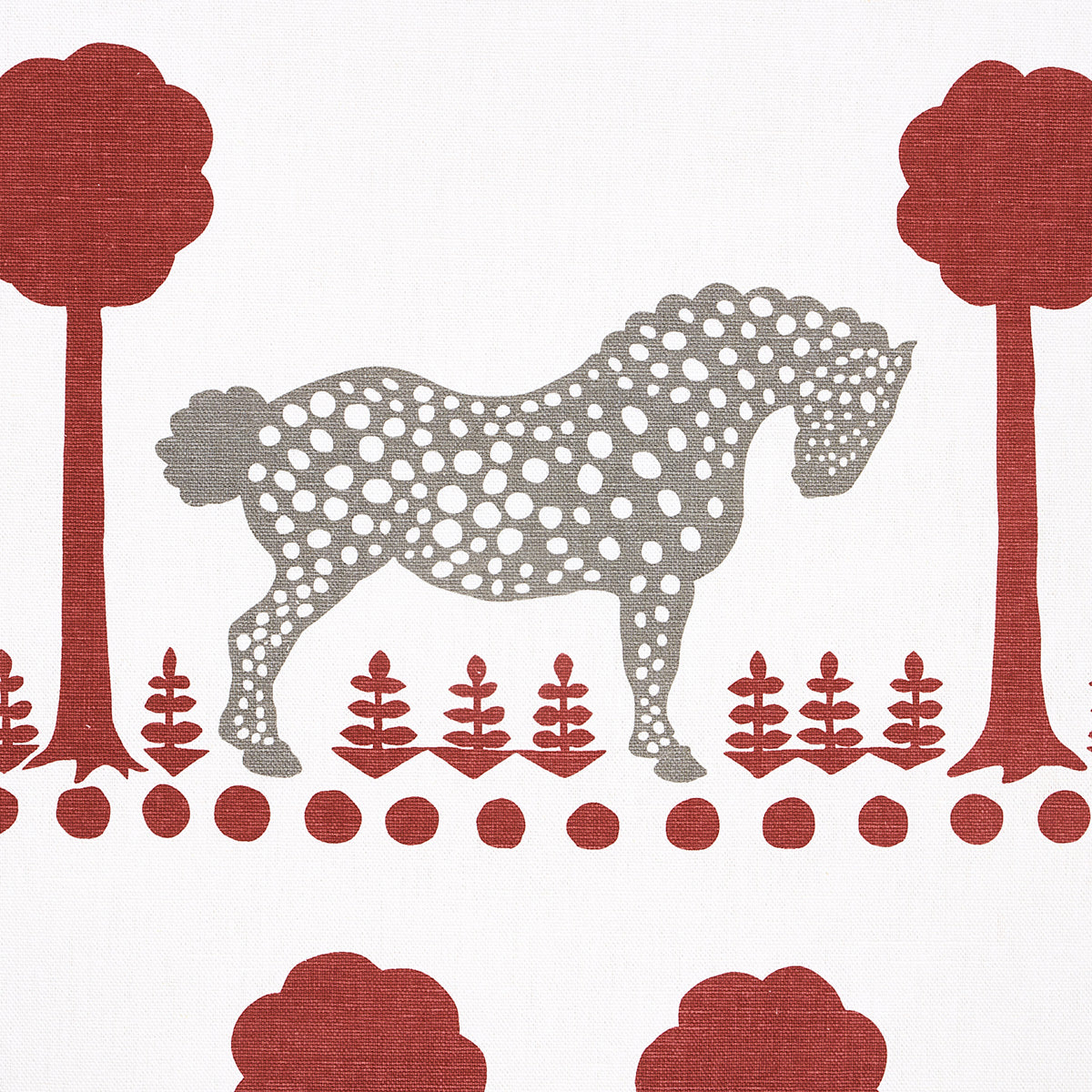 Schumacher Polka Dot Pony Red Fabric Sample 180903