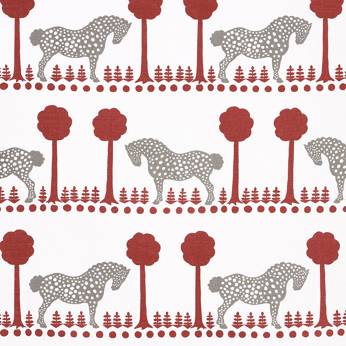 Schumacher Polka Dot Pony Red Fabric 180903