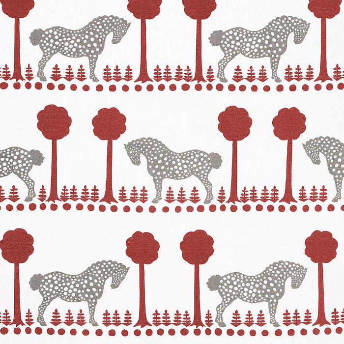 Schumacher Polka Dot Pony Red Fabric Sample 180903