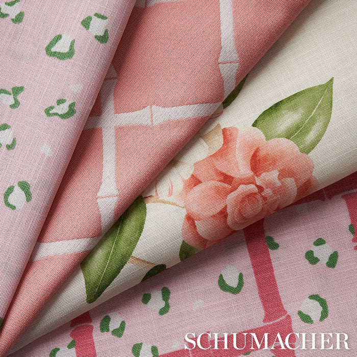 Schumacher Casablanca Floral Indoor/Outdoor Coral Fabric Sample 180911