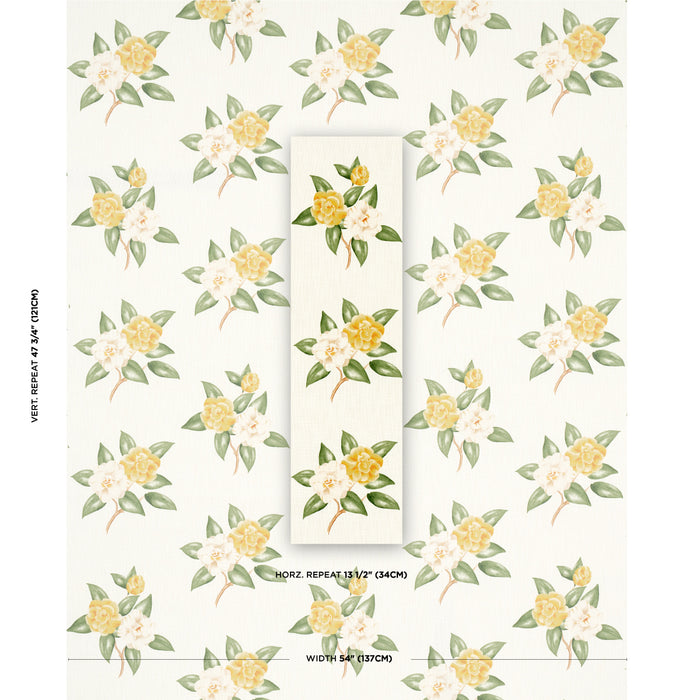 Schumacher Casablanca Floral Indoor/Outdoor Pale Yellow Fabric Sample 180912