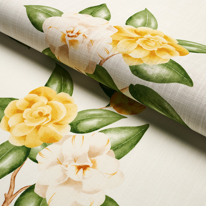 Schumacher Casablanca Floral Indoor/Outdoor Pale Yellow Fabric Sample 180912