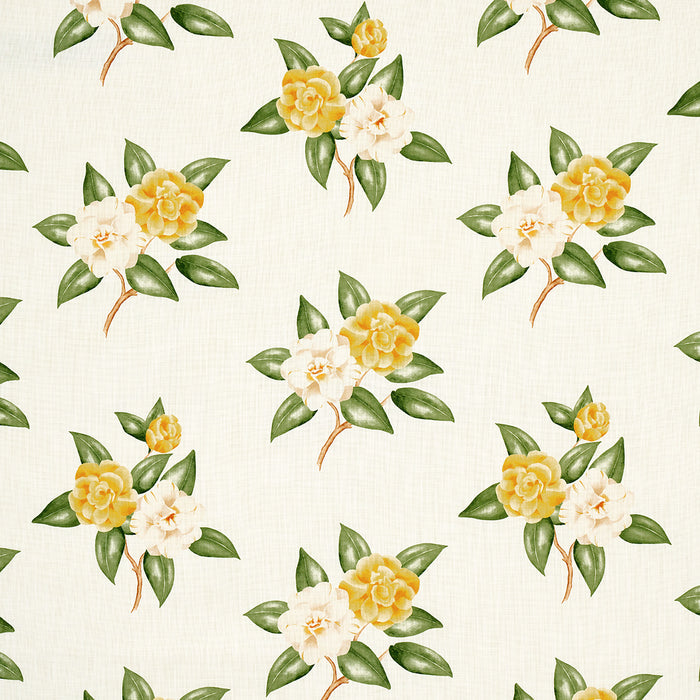 Schumacher Casablanca Floral Indoor/Outdoor Pale Yellow Fabric Sample 180912