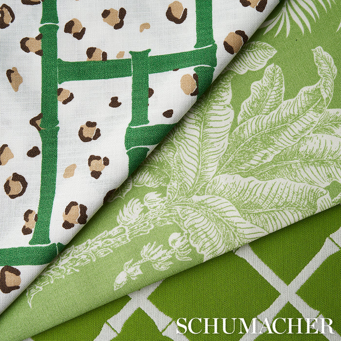 Schumacher Fancy Beast Indoor/Outdoor Safari Green Fabric Sample 180950