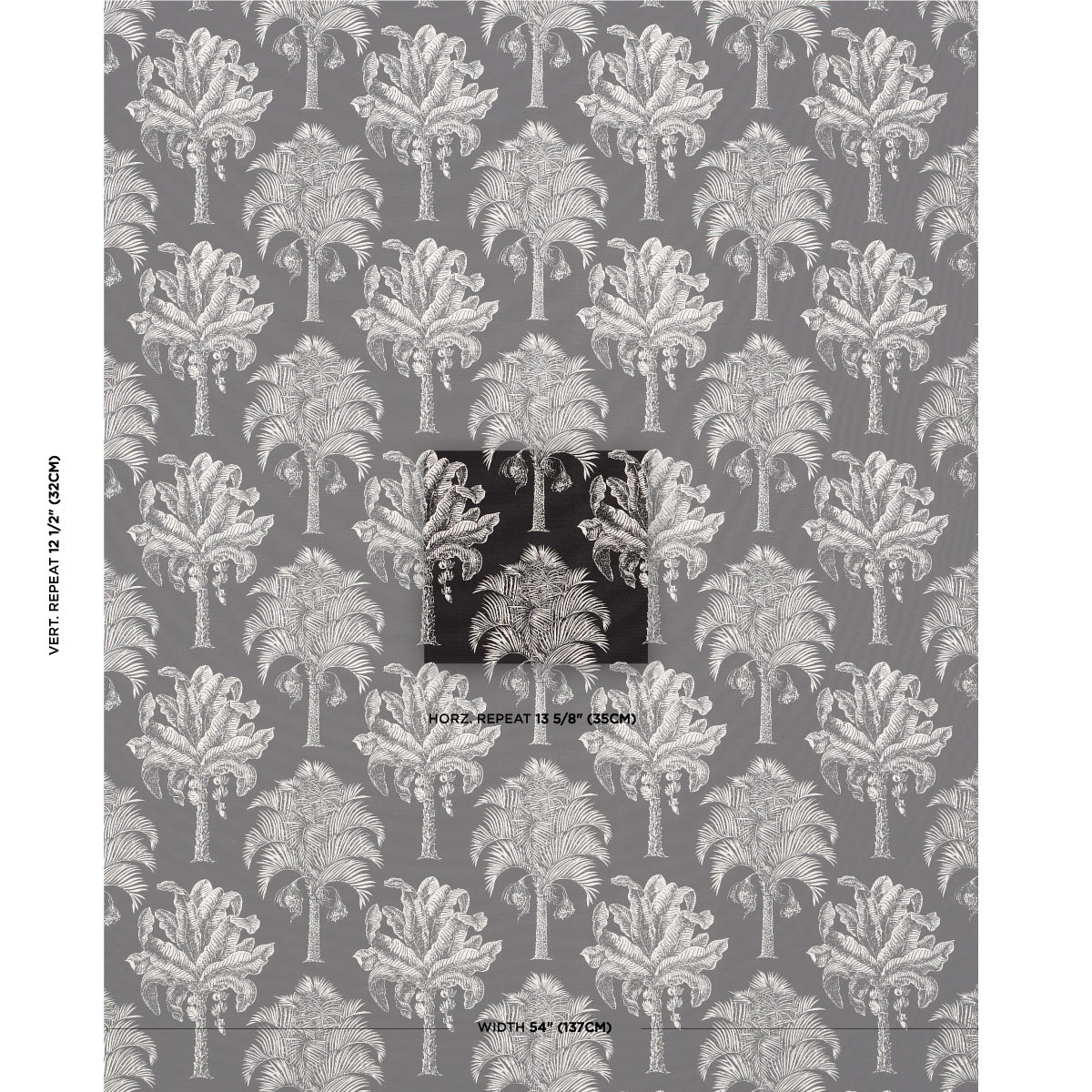 Schumacher Grand Palms Indoor/Outdoor Black Fabric 180962