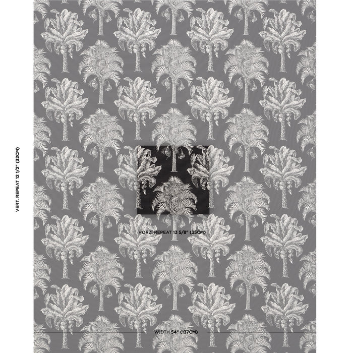 Schumacher Grand Palms Indoor/Outdoor Black Fabric Sample 180962