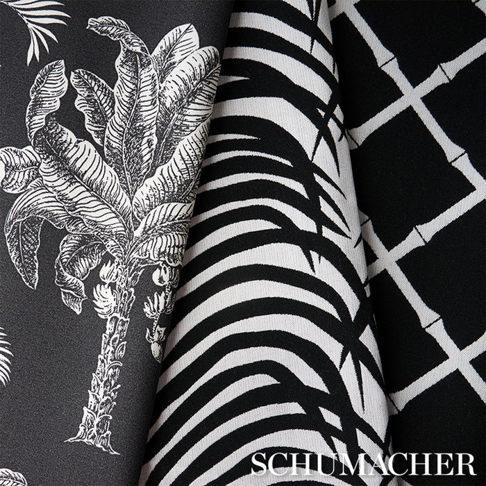 Schumacher Grand Palms Indoor/Outdoor Black Fabric Sample 180962