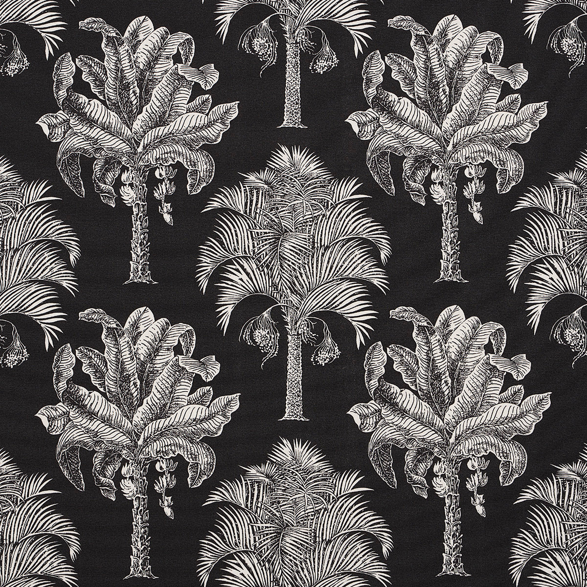 Schumacher Grand Palms Indoor/Outdoor Black Fabric Sample 180962