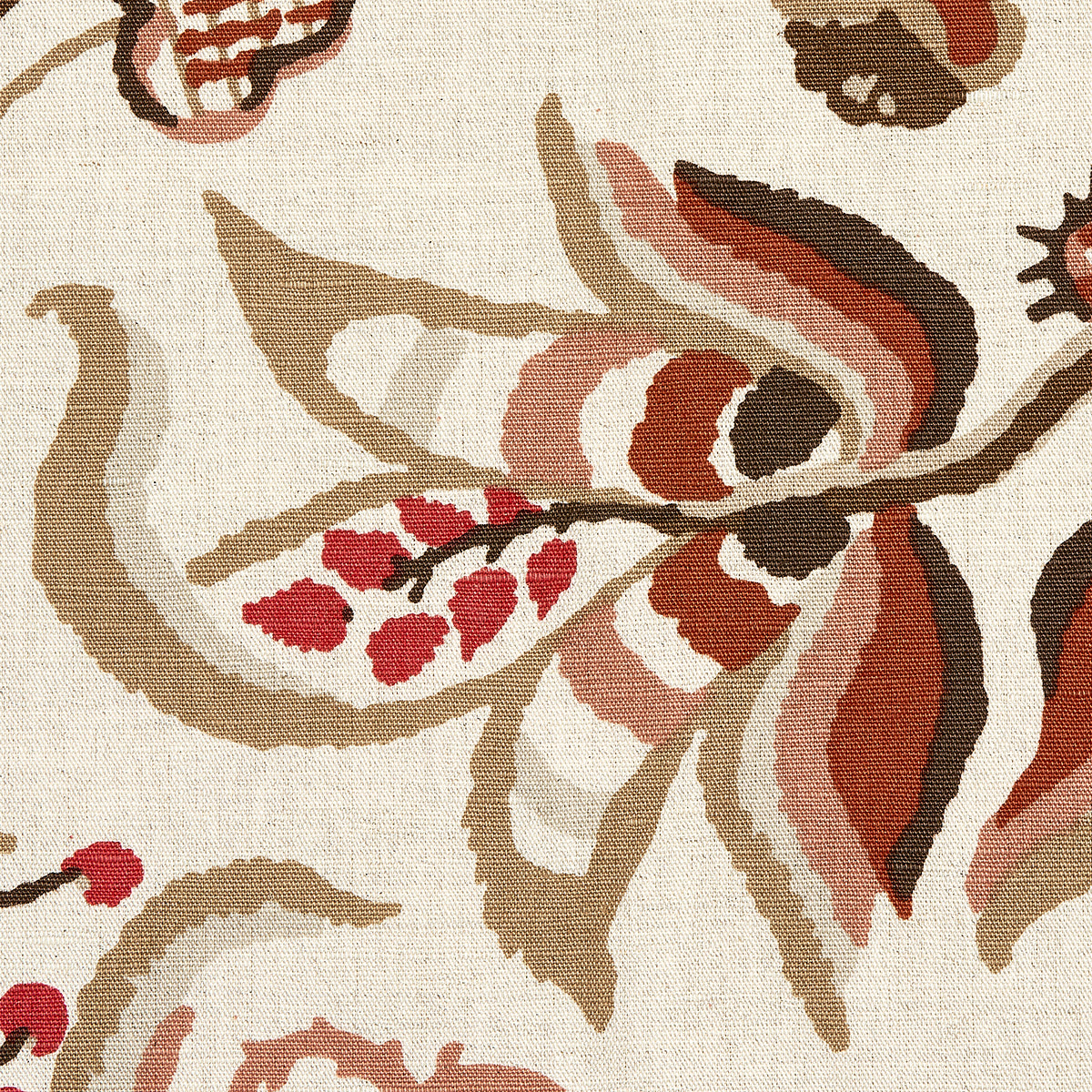 Schumacher Alexandra Vine Linen Natural & Spice Fabric 180971