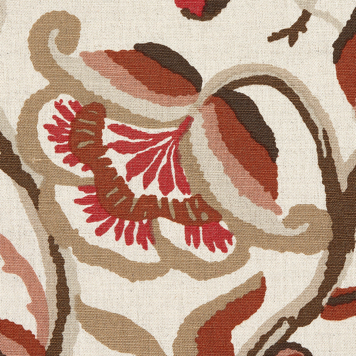 Schumacher Alexandra Vine Linen Natural & Spice Fabric Sample 180971