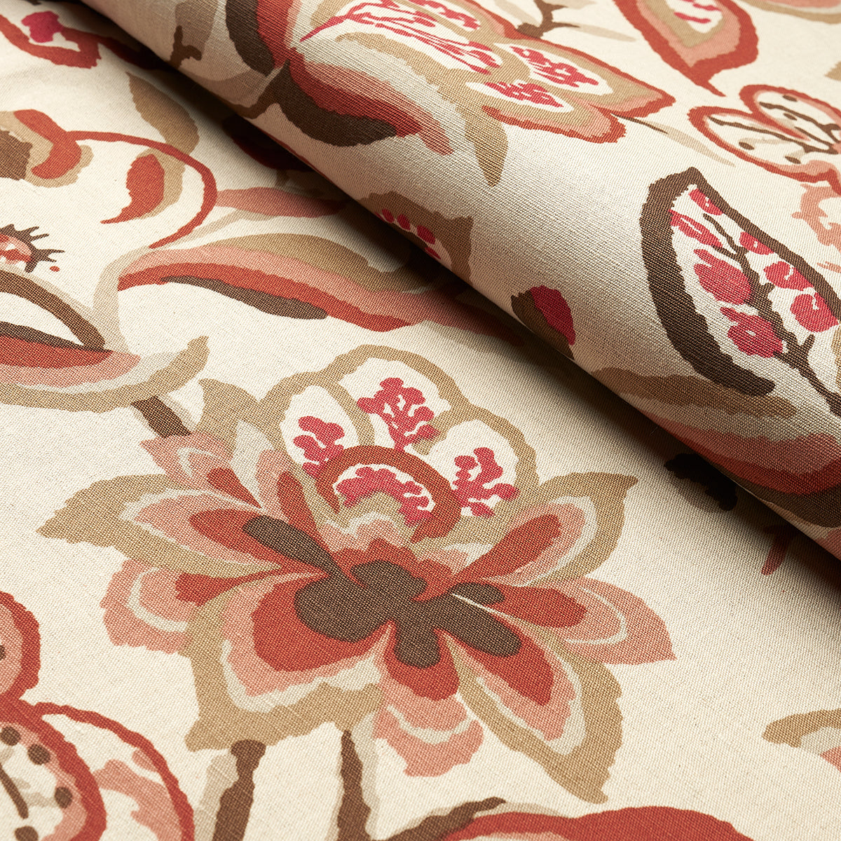 Schumacher Alexandra Vine Linen Natural & Spice Fabric 180971