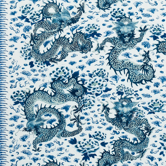 Schumacher Empress Dragon Delft Fabric Sample 181030