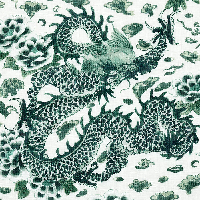 Schumacher Empress Dragon Emerald Fabric Sample 181031