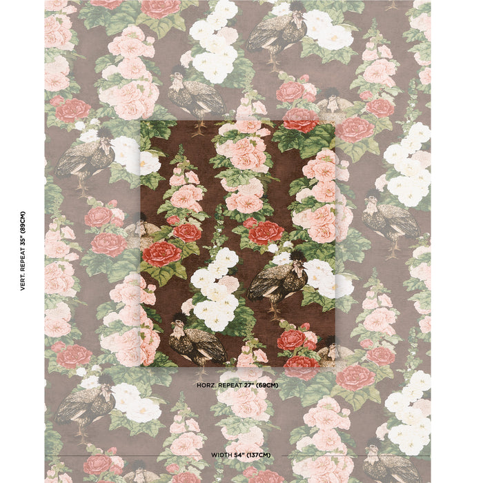 Schumacher Lady Hollyhock Brown Fabric 181041