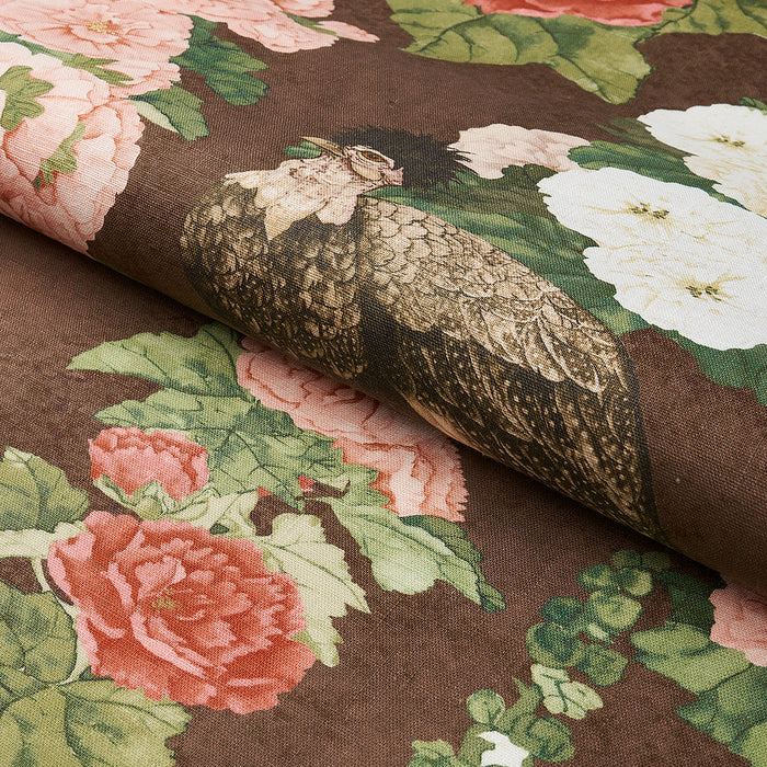 Schumacher Lady Hollyhock Brown Fabric 181041