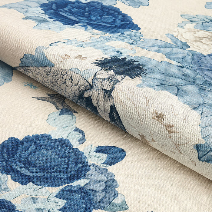 Schumacher Lady Hollyhock Delft Fabric 181042