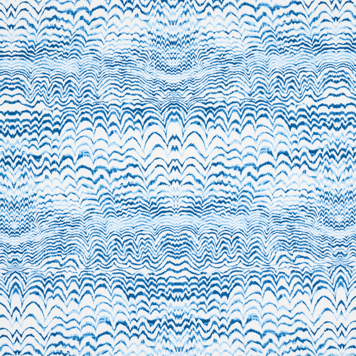 Schumacher Ink Wave Print Indoor/Outdoor Indigo Fabric 181050