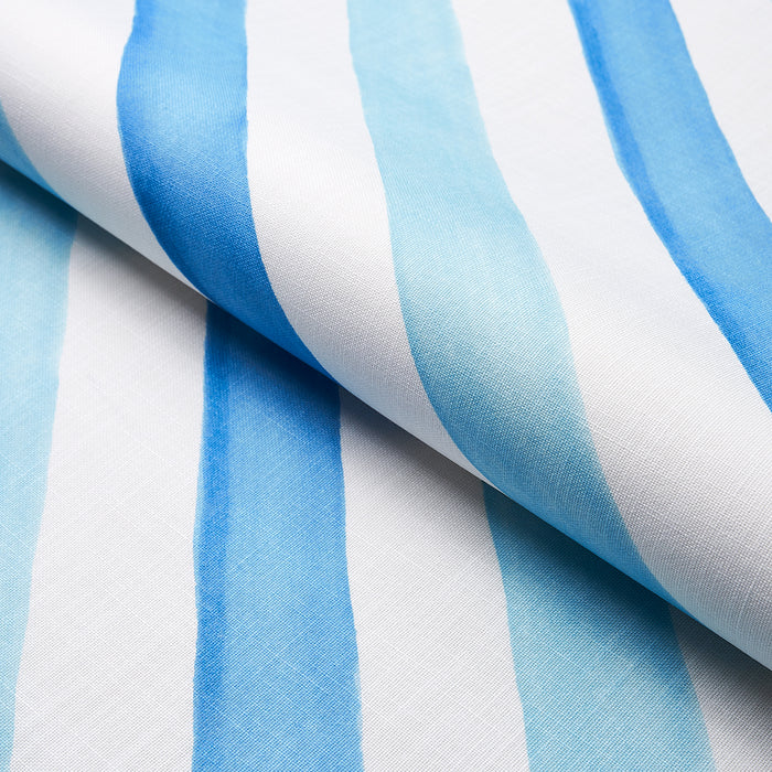 Schumacher Seaside Stripe Indoor/Outdoor Ocean Fabric Sample 181262