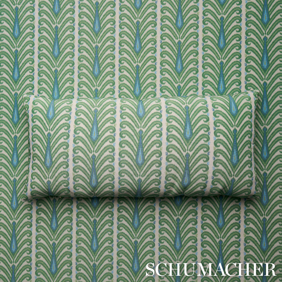 Schumacher Augustine Ikat Leaf Fabric Sample 181271