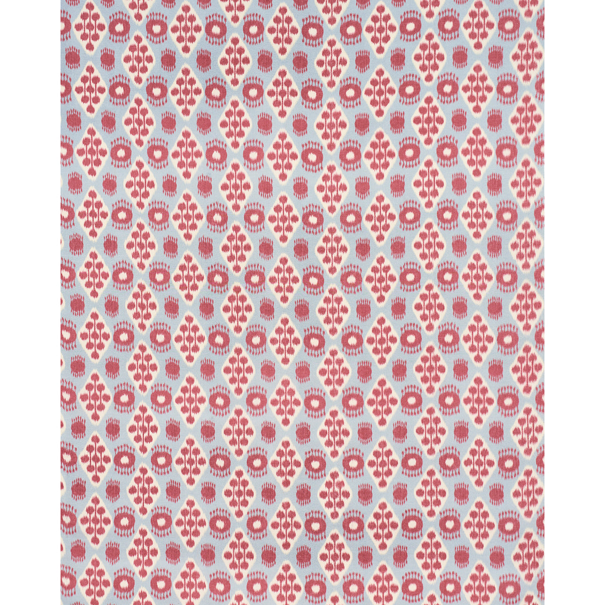 Schumacher Hamilton Ikat Sky And Cherry Fabric 181301