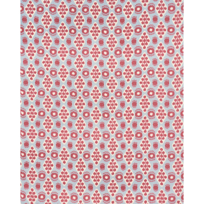 Schumacher Hamilton Ikat Sky And Cherry Fabric 181301