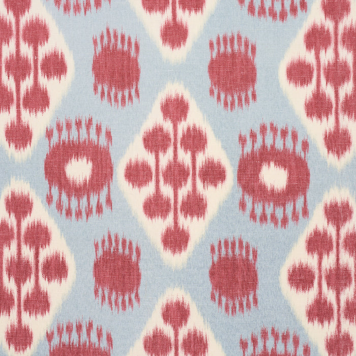 Schumacher Hamilton Ikat Sky And Cherry Fabric 181301