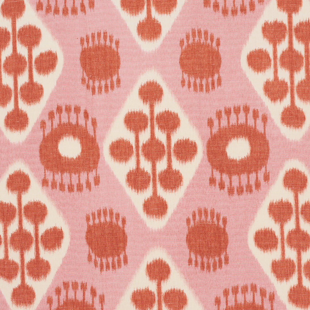 Schumacher Hamilton Ikat Pink And Tangerine Fabric 181302