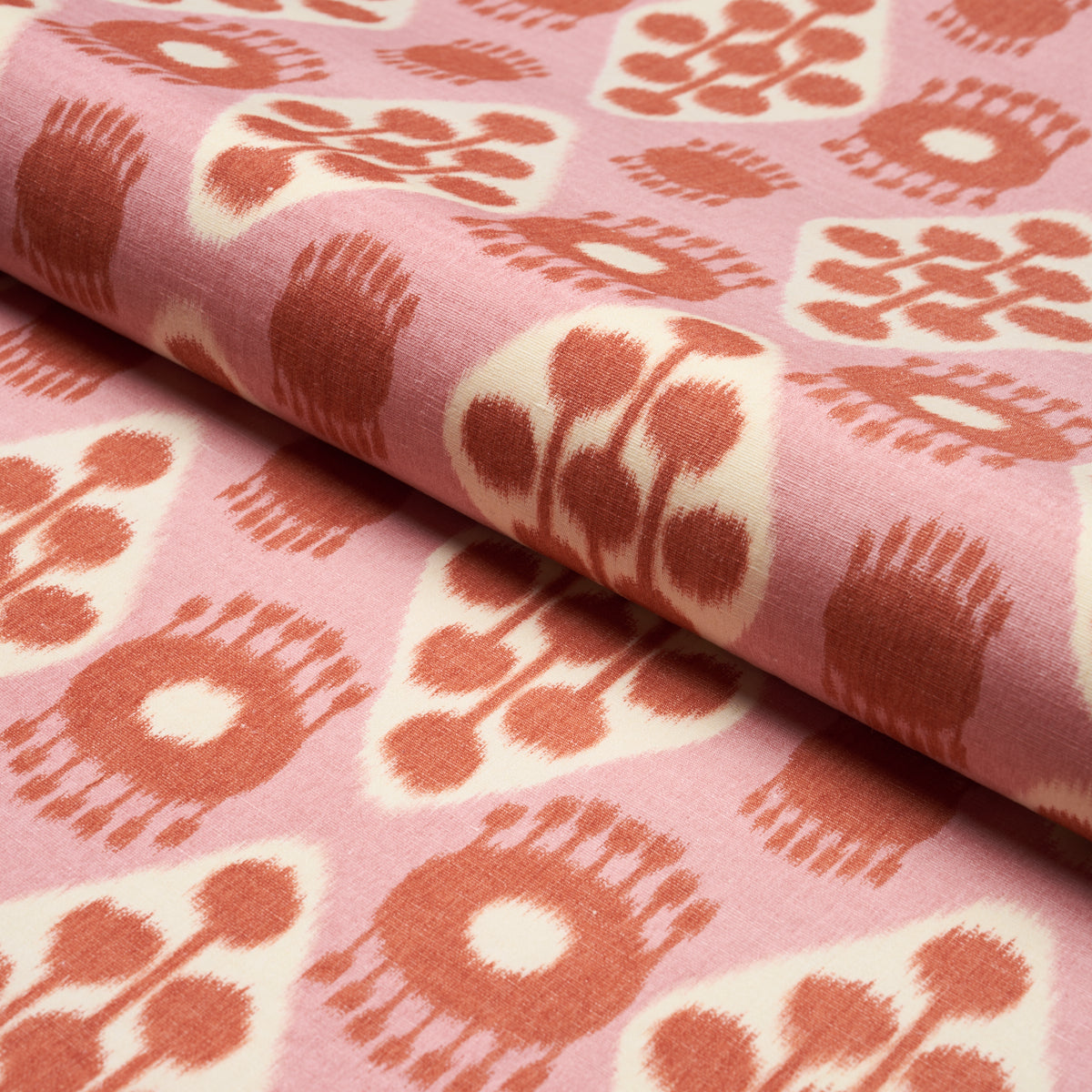 Schumacher Hamilton Ikat Pink And Tangerine Fabric 181302