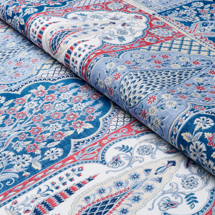 Schumacher Barra Palace Indigo & Crimson Fabric 181311