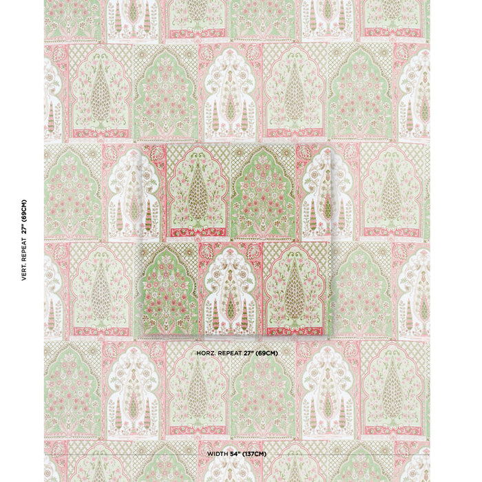 Schumacher Barra Palace Pink & Green Fabric 181312