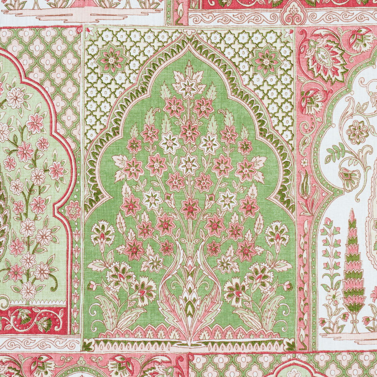 Schumacher Barra Palace Pink & Green Fabric 181312