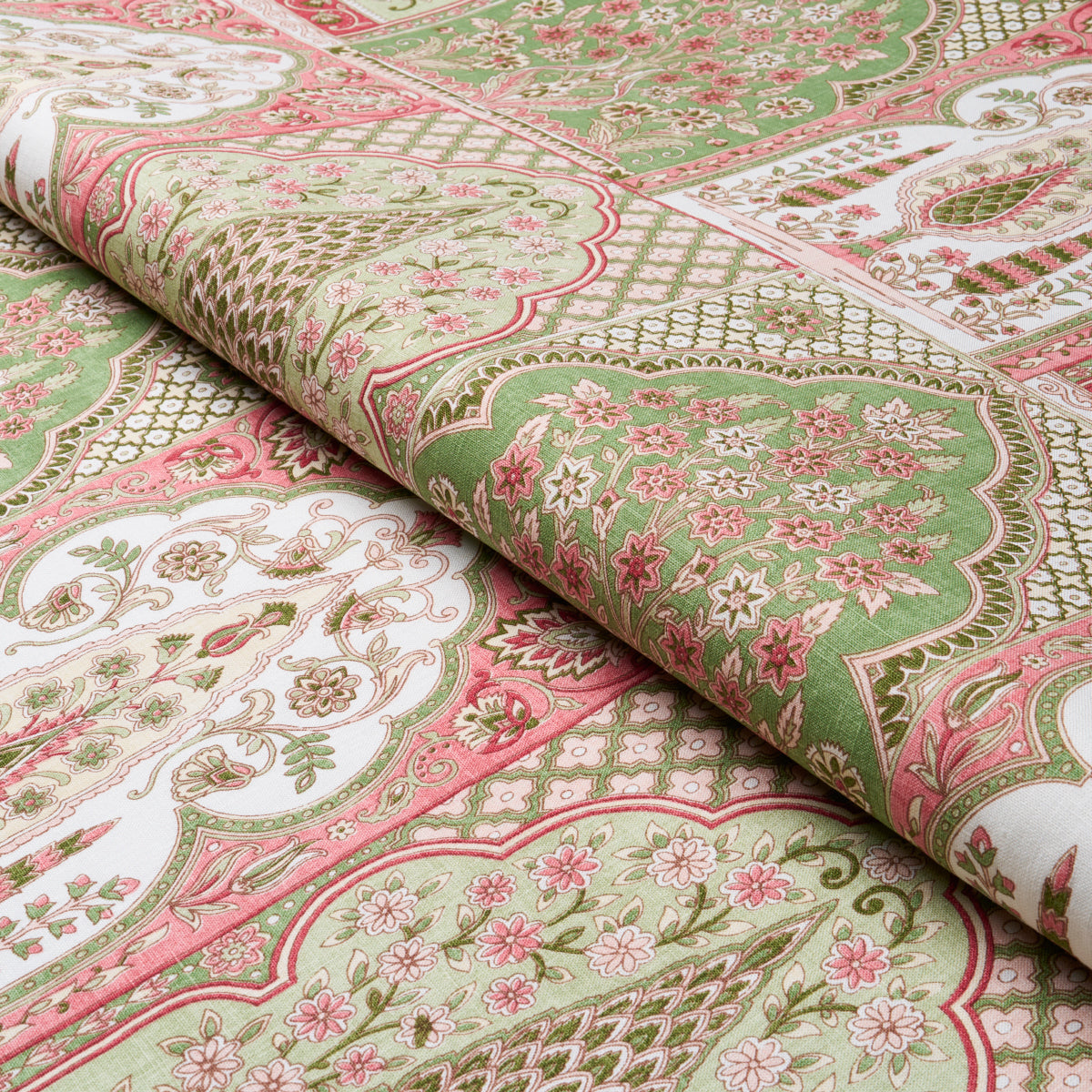 Schumacher Barra Palace Pink & Green Fabric 181312