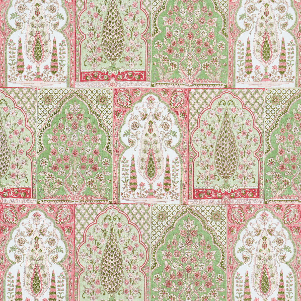 Schumacher Barra Palace Pink & Green Fabric 181312