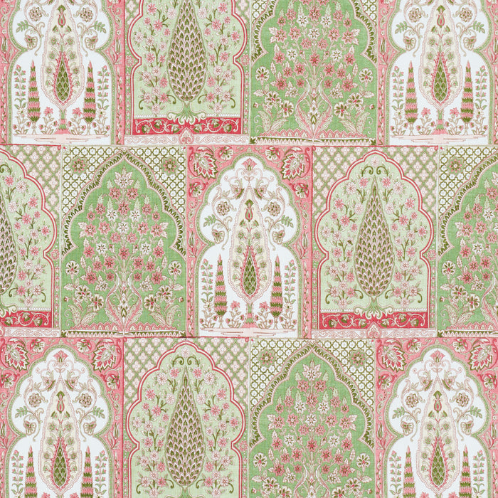 Schumacher Barra Palace Pink & Green Fabric Sample 181312