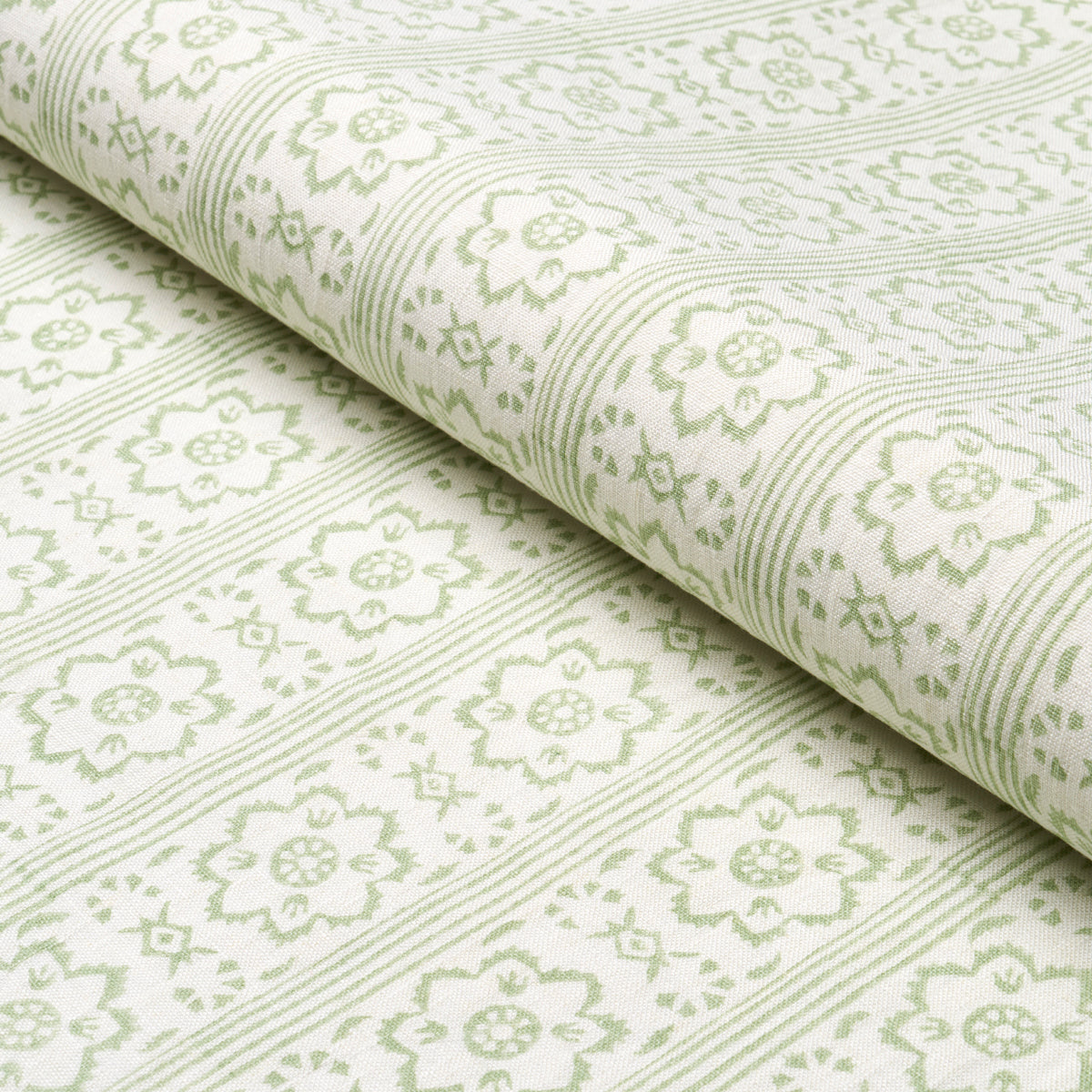 Schumacher Sunda Hand Blocked Print Sage Fabric Sample 181321