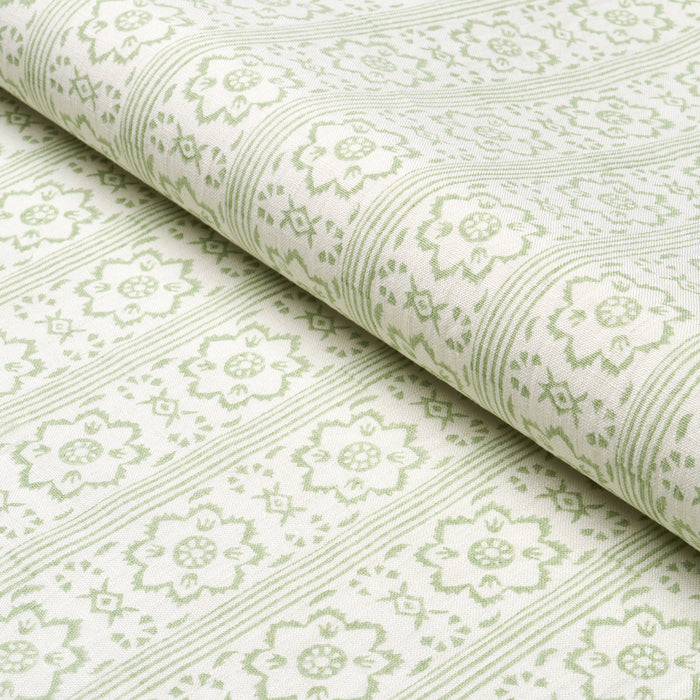 Schumacher Sunda Hand Blocked Print Sage Fabric 181321