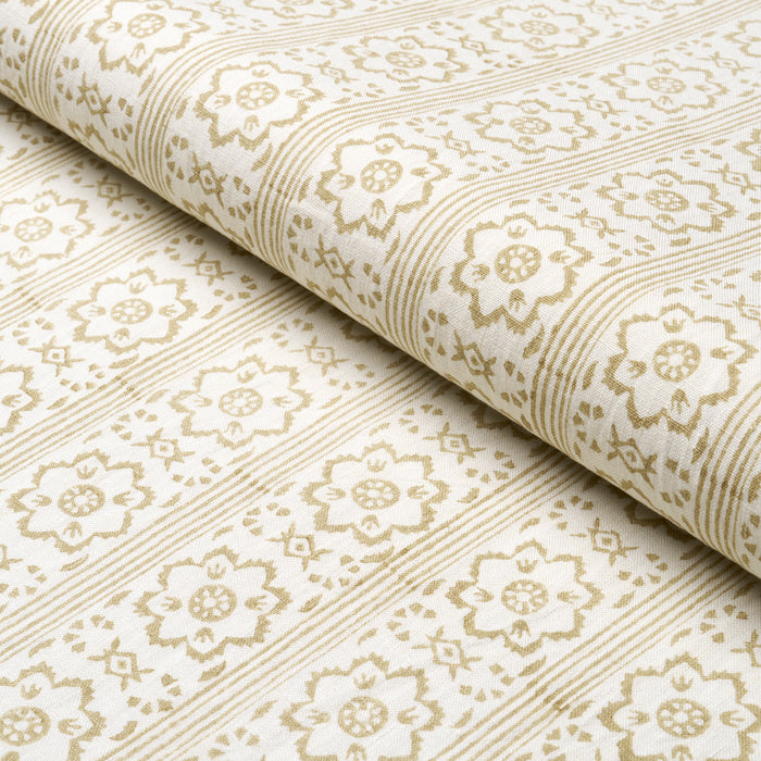 Schumacher Sunda Hand Blocked Print Neutral Fabric 181322