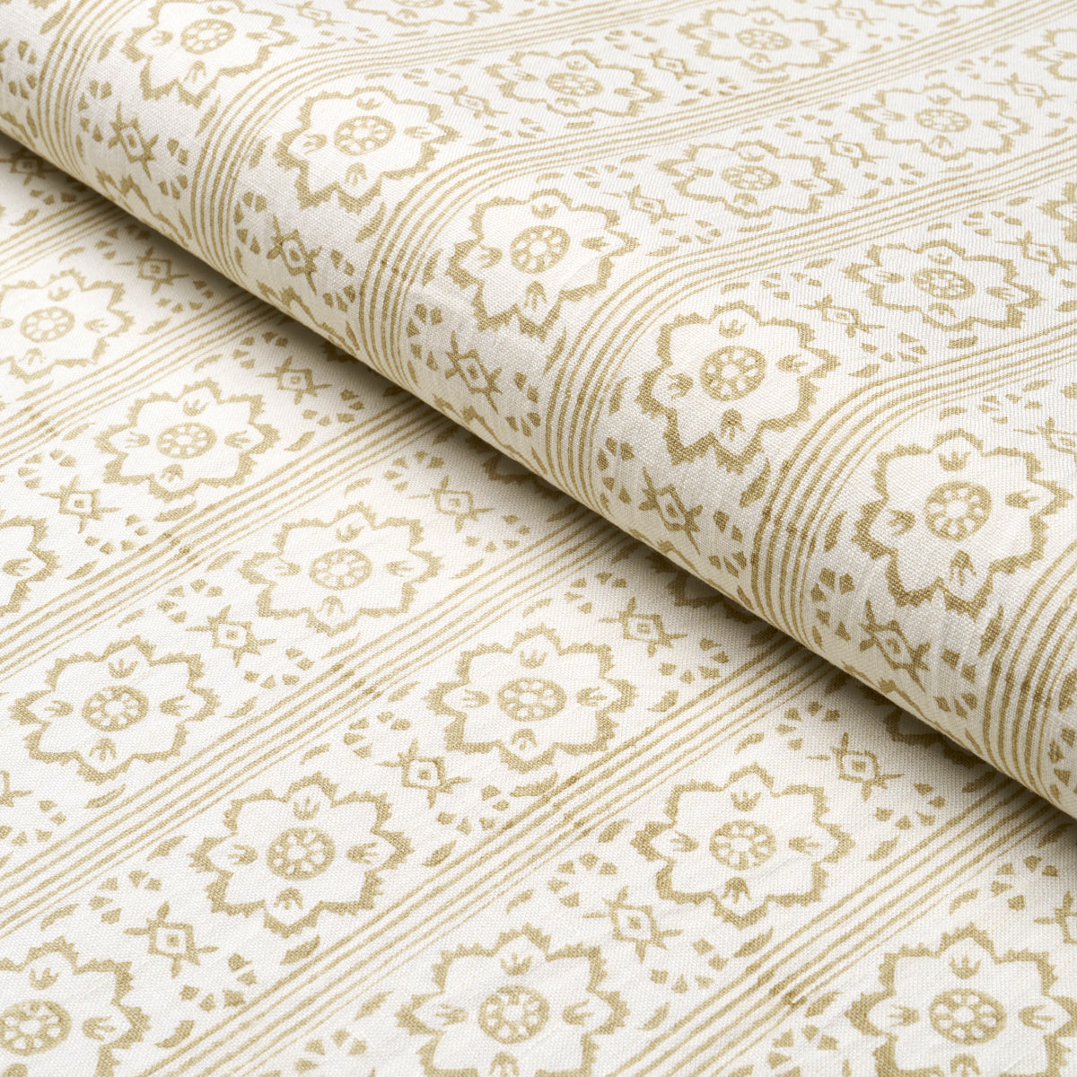 Schumacher Sunda Hand Blocked Print Neutral Fabric Sample 181322