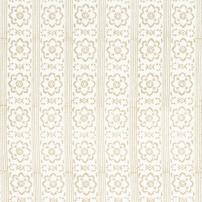 Schumacher Sunda Hand Blocked Print Neutral Fabric Sample 181322