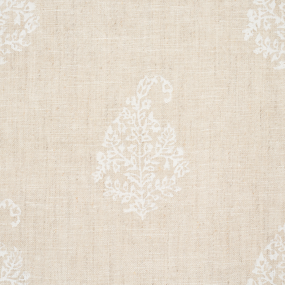 Schumacher Kerala Paisley White On Neutral Fabric 181350