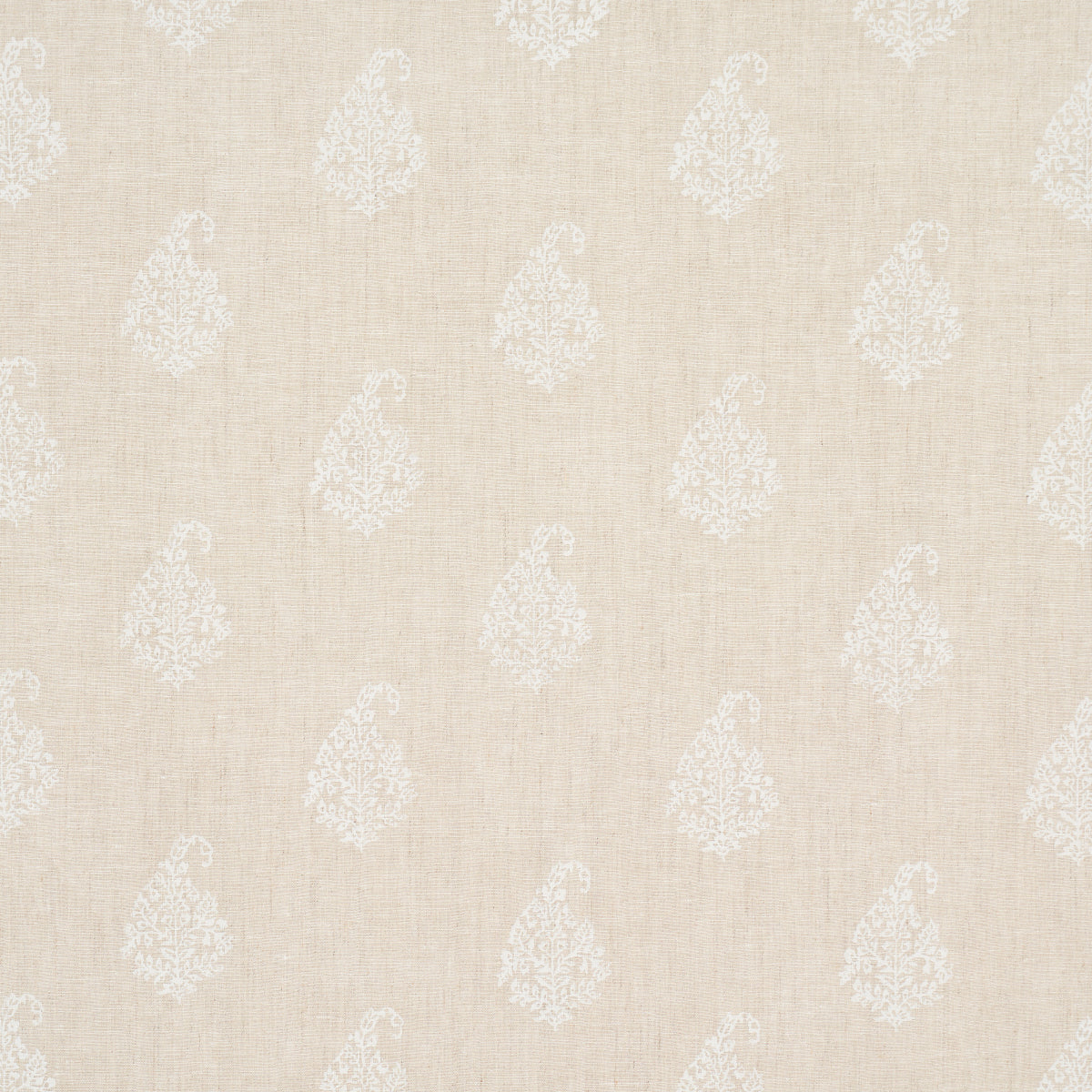 Schumacher Kerala Paisley White On Neutral Fabric 181350