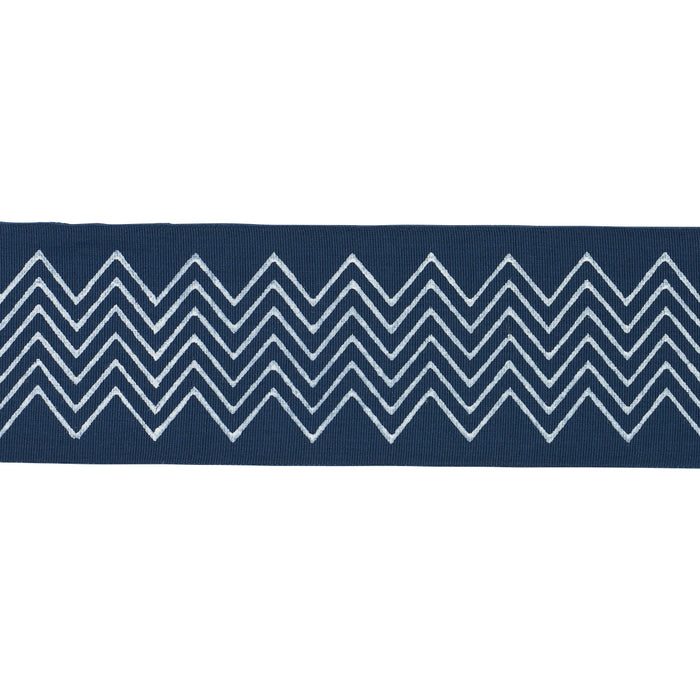 Schumacher Leora Hand Blocked Tape Narrow Indigo Trim 181382